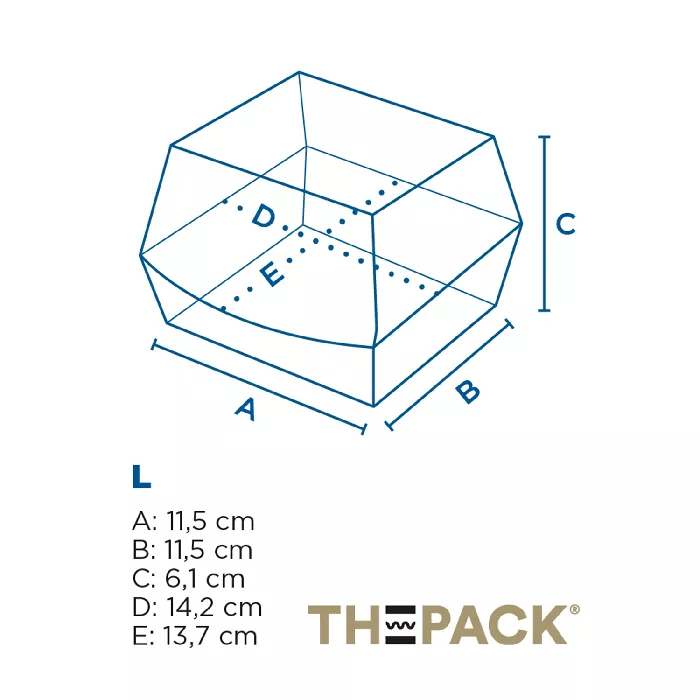 Conchas hamburguer 'thepack' 230 g/m2 14,2x13,7x6,1 cm (l) branco cartão ondulado nano-micro (500 unidade)