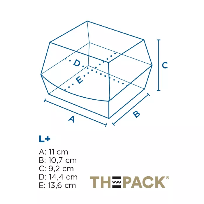 Conchas hamburguer 'thepack' 230 g/m2 14,4x13,6x9,2 cm (l+) branco cartão ondulado nano-micro (500 unidade)