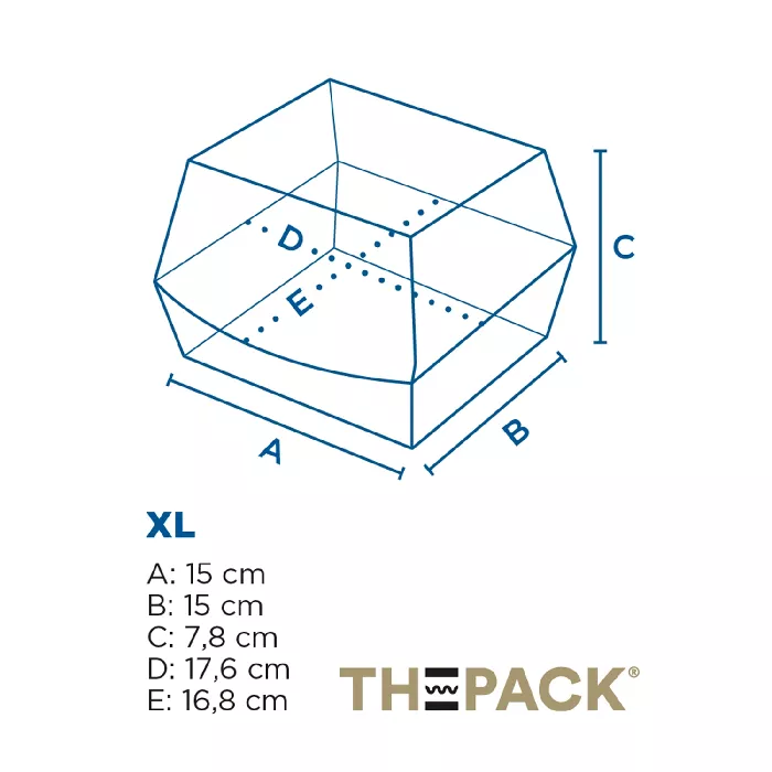 Conchas hamburguer 'thepack' 220 g/m2 17,6x16,8x7,8 cm (xl wider) natural cartão ondulado nano-micro (300 unidade)