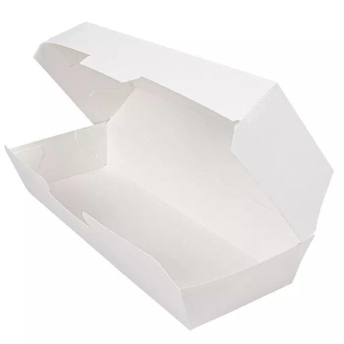 Conchas "hot dog" 'thepack' 230 g/m2 23,2x9x6,3 cm branco cartão ondulado nano-micro (450 unidade)