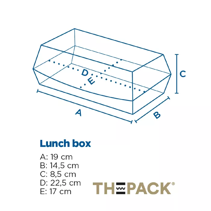 Caixas "lunch box" 'thepack' 220 g/m2 22,5x17x8,5 cm natural cartão ondulado nano-micro (300 unidade)