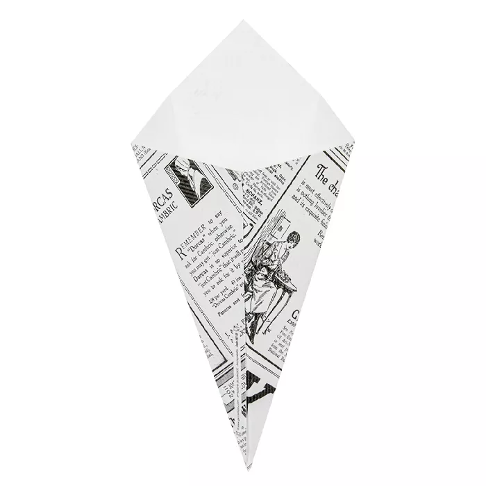 Coni per fritti 'thepack times' 100 g 230 g/m2 12,8x21,7 cm bianco cartone ondulato a nano-micro (1600 unità)