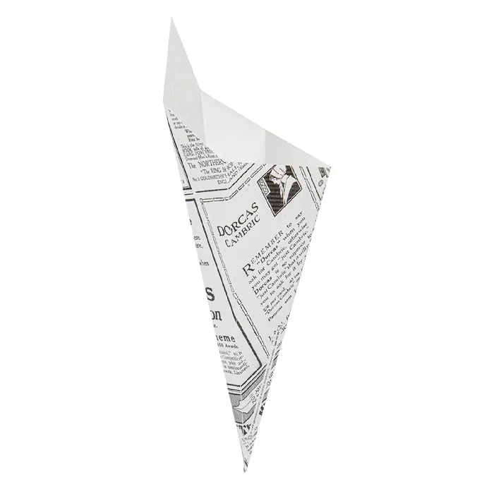 Coni per fritti 'thepack times' 100 g 230 g/m2 12,8x21,7 cm bianco cartone ondulato a nano-micro (1600 unità)