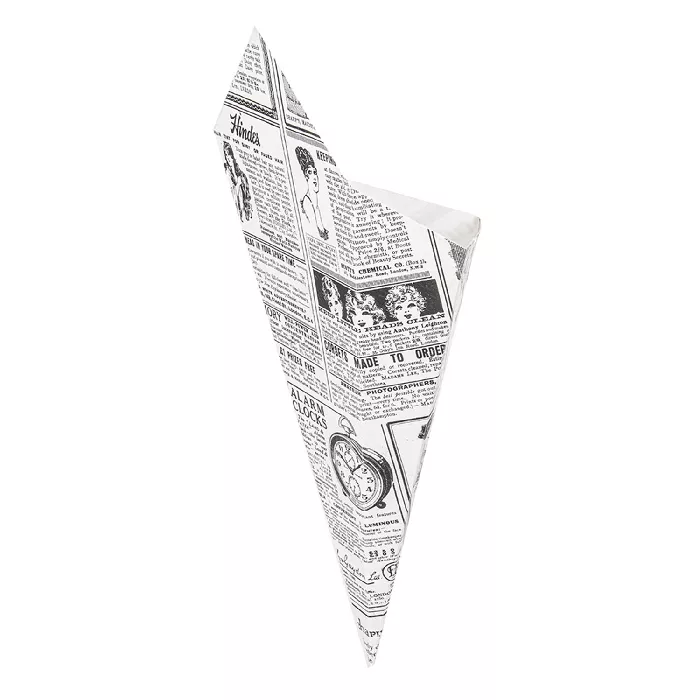 Coni per fritti 'thepack times' 250 g 230 g/m2 15,7x26,8 cm bianco cartone ondulato a nano-micro (1200 unità)