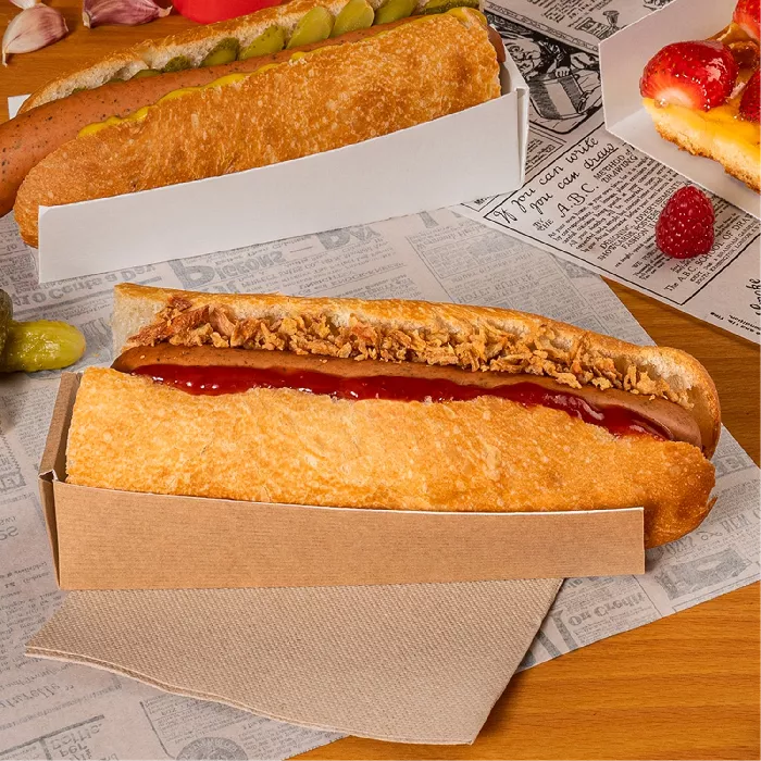 Vaschette hot dog 'thepack' 220 g/m2 4,7x18,2x4 cm naturale cartone ondulato a nano-micro (1200 unità)