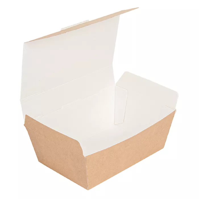 Caixas "lunch box" tampas 'thepack' 500 ml (16 oz) 220 g/m2 14x9,7x5 cm natural cartão ondulado nano-micro (480 unidade)
