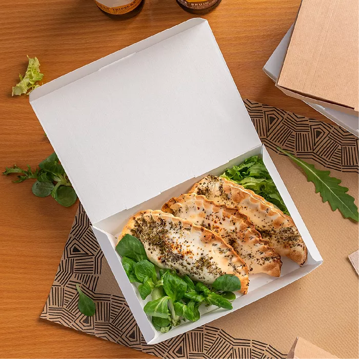 Scatole "lunch box" copperchio 'thepack' 1000 ml (32 oz) 20,5x14,6x5 cm bianco cartone nano-micro (360 unità)