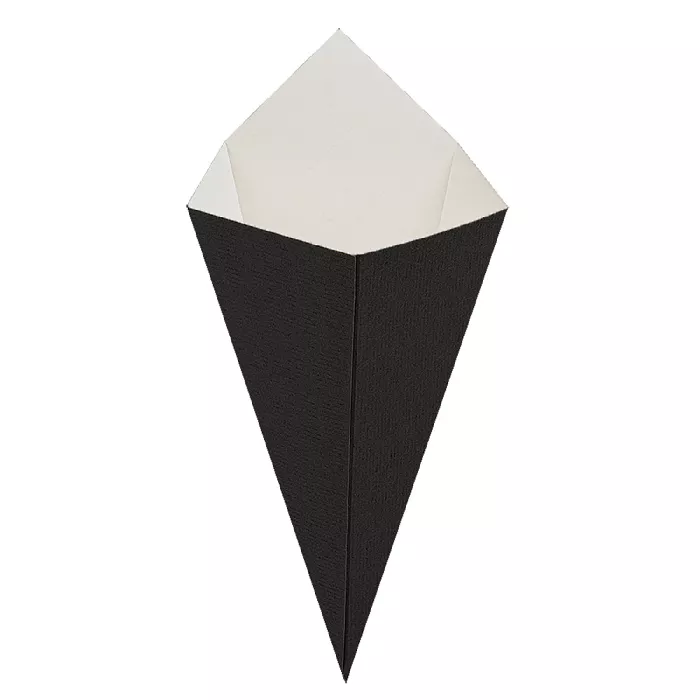 Coni per fritti 'thepack' 250 g 230 g/m2 15,7x26,8 cm nero cartone ondulato a nano-micro (1200 unità)