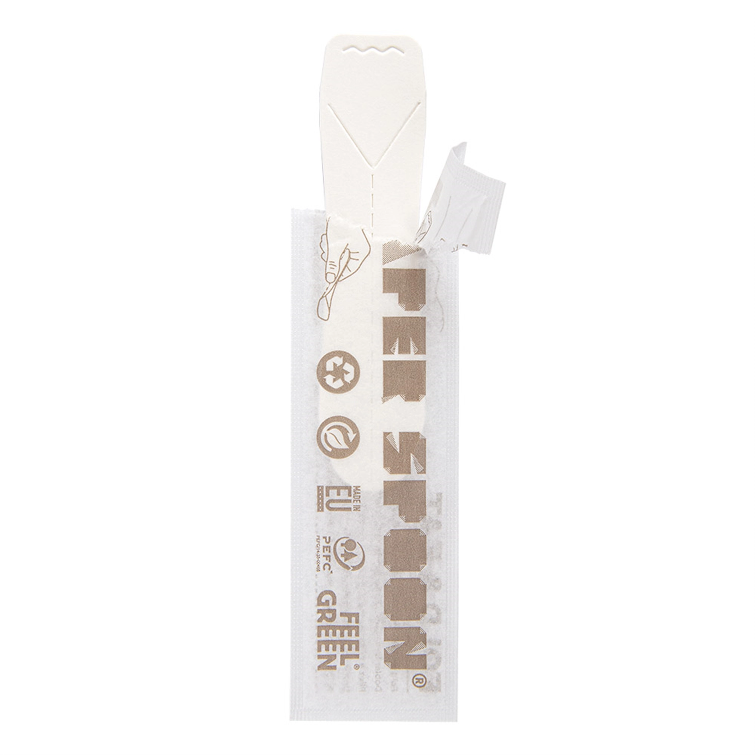 Cucchiaino per gelati imbustato 'paper spoon' 590 g/m2 9,4 cm bianco cartone (400 unità)
