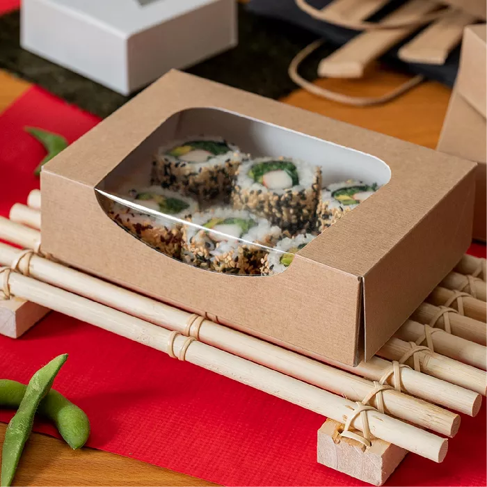 Caixas sushi+janela 'thepack'  17,5x12x4,5 cm castanho cartão nano-micro (400 unidade)