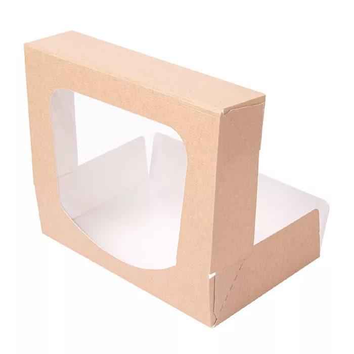 Contenitori sushi+finestra 'thepack' 220 g/m2 + opp 19,7x12x4,5 cm marrone cartone ondulato a nano-micro (400 unità)