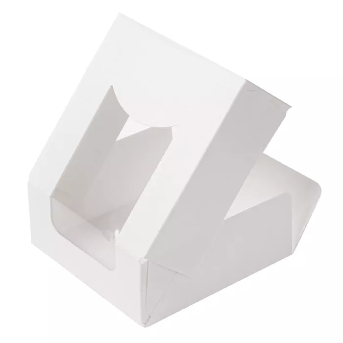 Caixas sushi+janela 'thepack' 230 g/m2 + opp 10x10x4 cm branco cartão ondulado nano-micro (400 unidade)