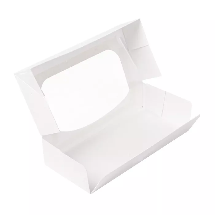 Caixas sushi+janela 'thepack' 230 g/m2 + opp 19,7x9x4,5 cm branco cartão ondulado nano-micro (400 unidade)