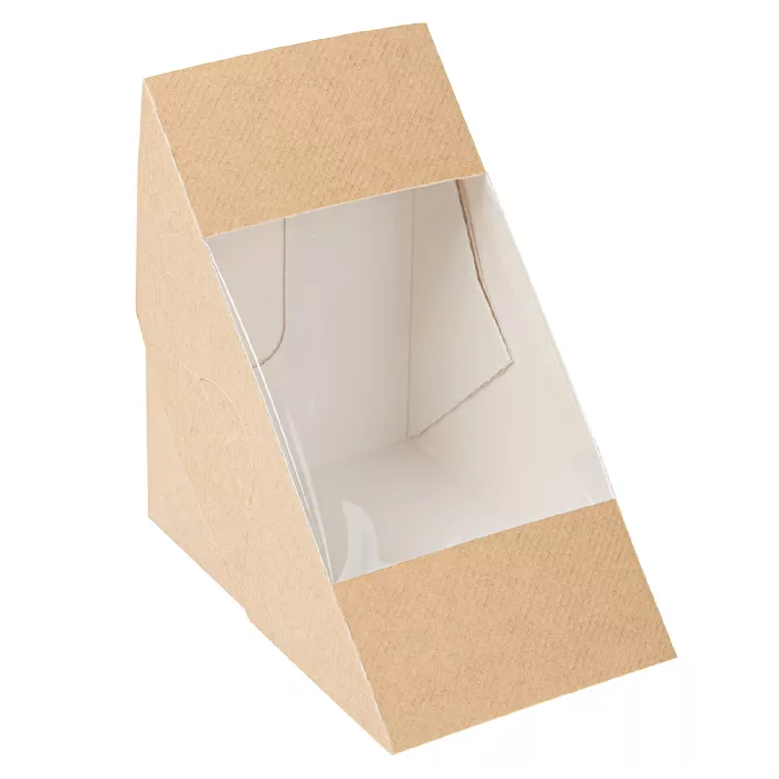 Caixas sandes triplo com janela 'thepack'  220 g/m2 + opp 12,4x12,4x8,3 cm natural cartão ondulado nano-micro (500 unidade)