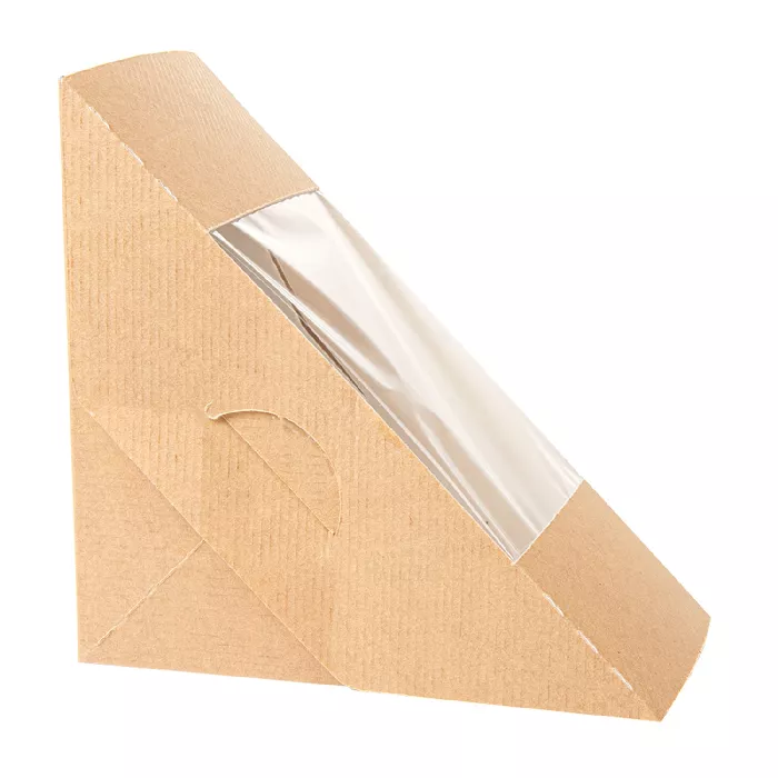 Scatole panino doppio con finestra 'thepack'  12,4x12,4x7,5 cm naturale cartone nano-micro (500 unità)