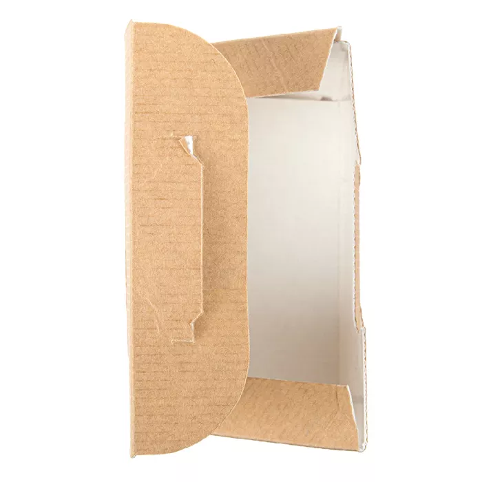 Caixas tortilla com janela 'thepack'  220 g/m2 + opp 9,2x5,1x9,2/12,5 cm natural cartão ondulado nano-micro (600 unidade)