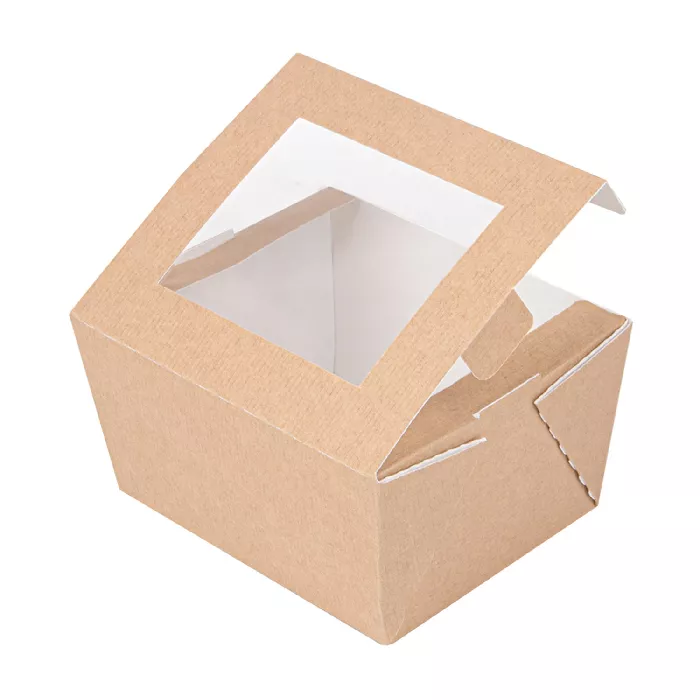 Caixas c/janela 'thepack' 780 ml 220 g/m2 + opp 11,2x9x6,4 cm natural cartão ondulado nano-micro (300 unidade)