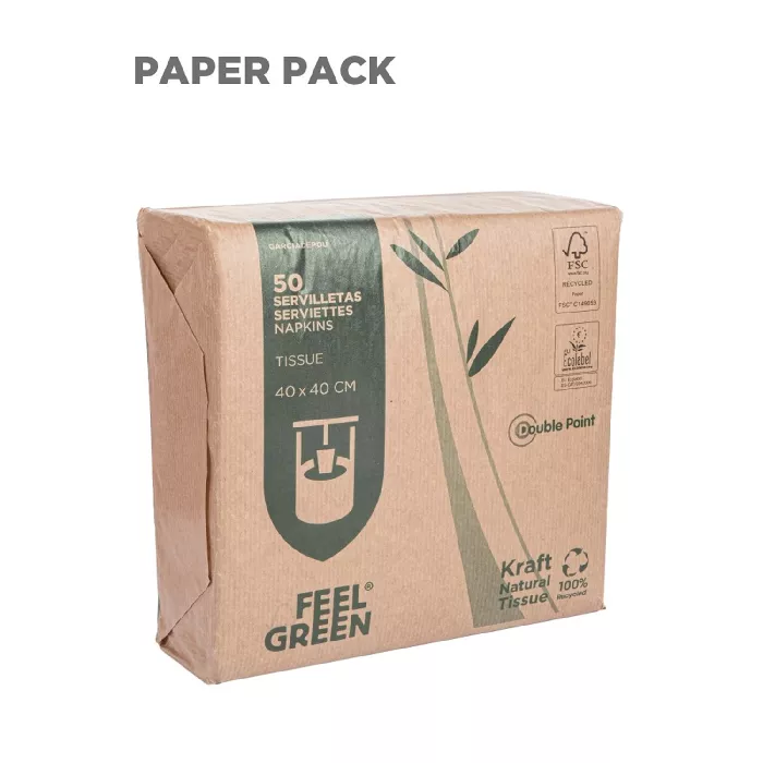 Servilletas ecolabel 2 capas 'paper pack' 18 g/m2 39x39 cm natural tissue reciclado (1600 unid.)