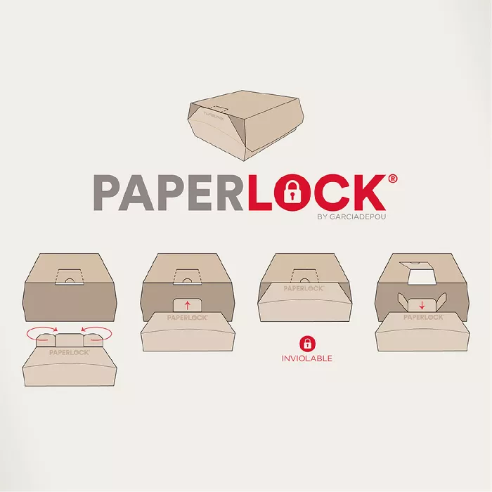 Caixas "lunch box" paperlock 'thepack' 220 g/m2 21x20,5x8 cm natural cartão ondulado nano-micro (300 unidade)