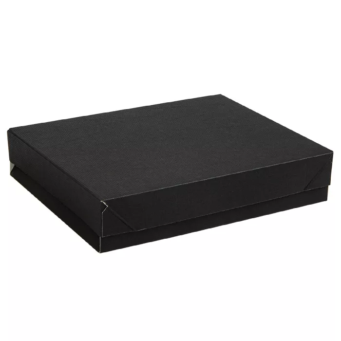 Bandejas + tapa 'thepack' 230 g/m2 23x17x4,5 cm negro cartón ondulado nano-micro (200 unid.)
