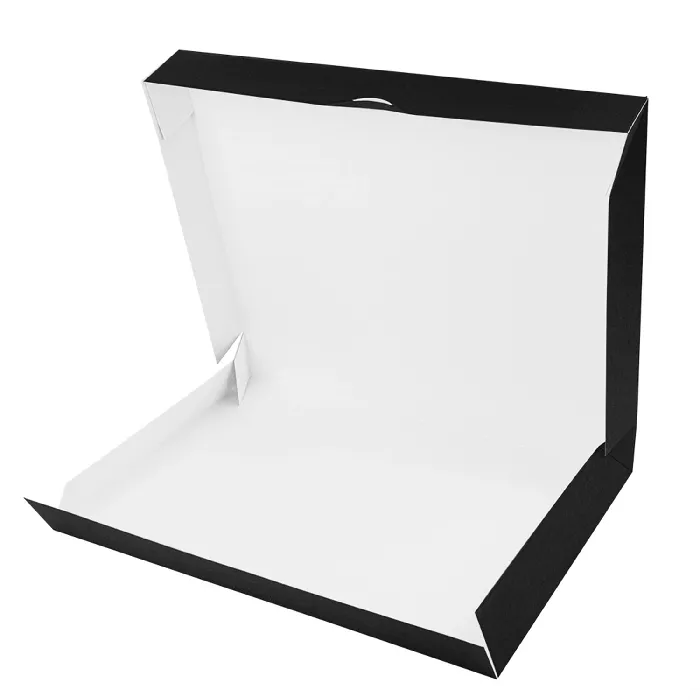 Cajas catering, plana 'thepack' 310 g/m2 32x42x6 cm negro cartón ondulado nano-micro (100 unid.)