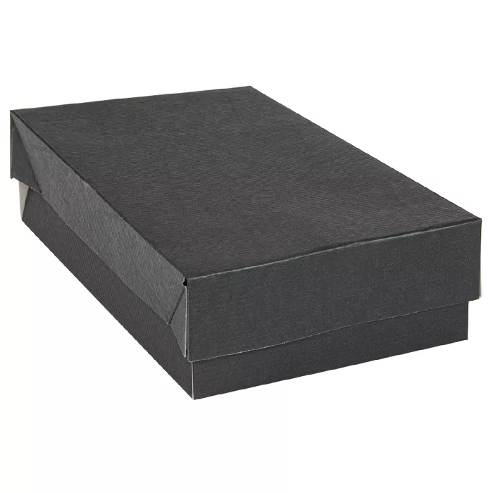 Bandejas + tapa 'thepack' 230 g/m2 19,5x11x4,5 cm negro cartón ondulado nano-micro (200 unid.)
