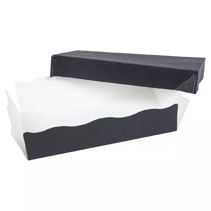 Bandejas + tapa 'thepack' 230 g/m2 19,5x11x4,5 cm negro cartón ondulado nano-micro (200 unid.)