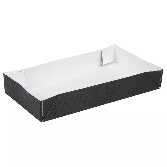 Bandejas + tapa 'thepack' 230 g/m2 19,5x11x4,5 cm negro cartón ondulado nano-micro (200 unid.)