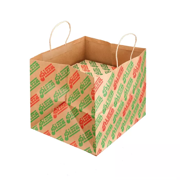 Sacchetti sos per scatole pizza 'pizza'  37+33x32 cm naturale kraft (100 unità)