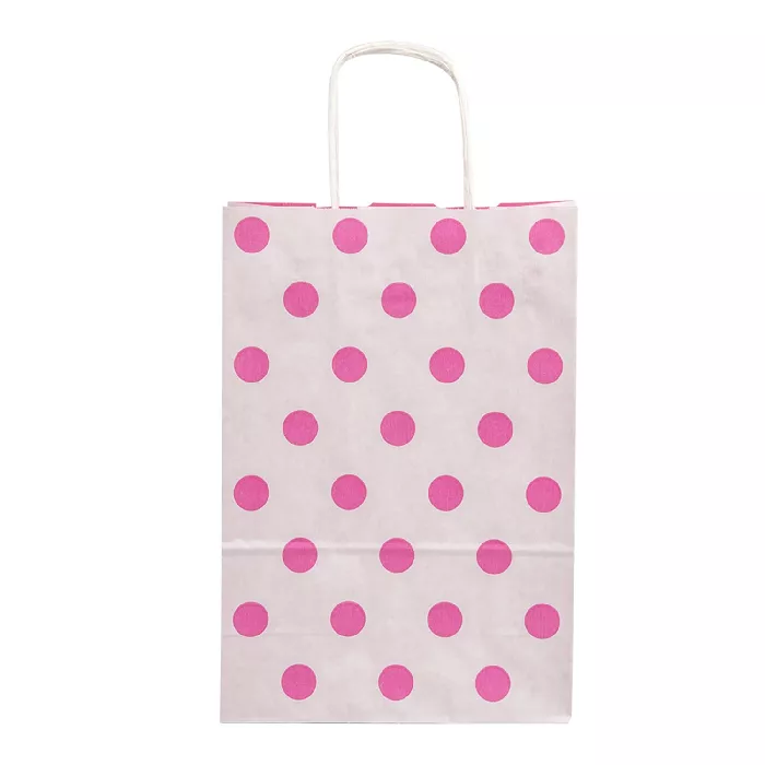 Sacchetti sos con manici - ext. "pois"  80 g/m2 26+14x32 cm fucsia cellulosa (250 unità)