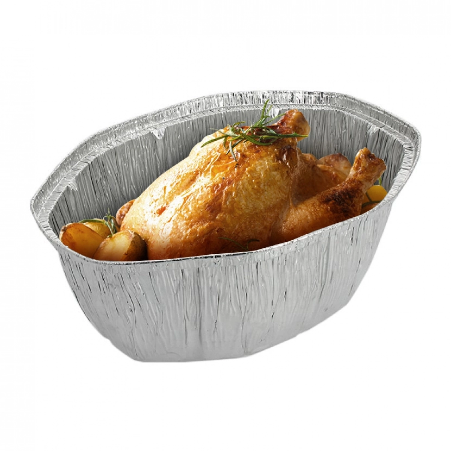 125 Uds. Envases de aluminio ovalados para pollo entero (2600cc) | Ref: A2600/500