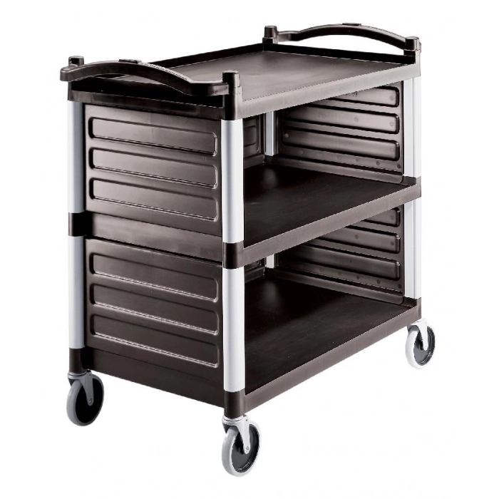 CARRO DE SERVICIO REFORZADO PANELABLE con 3 baldas de 80 x 52 cm 101,5 x 54 x 95 cm Negro (Paneles no incluidos)