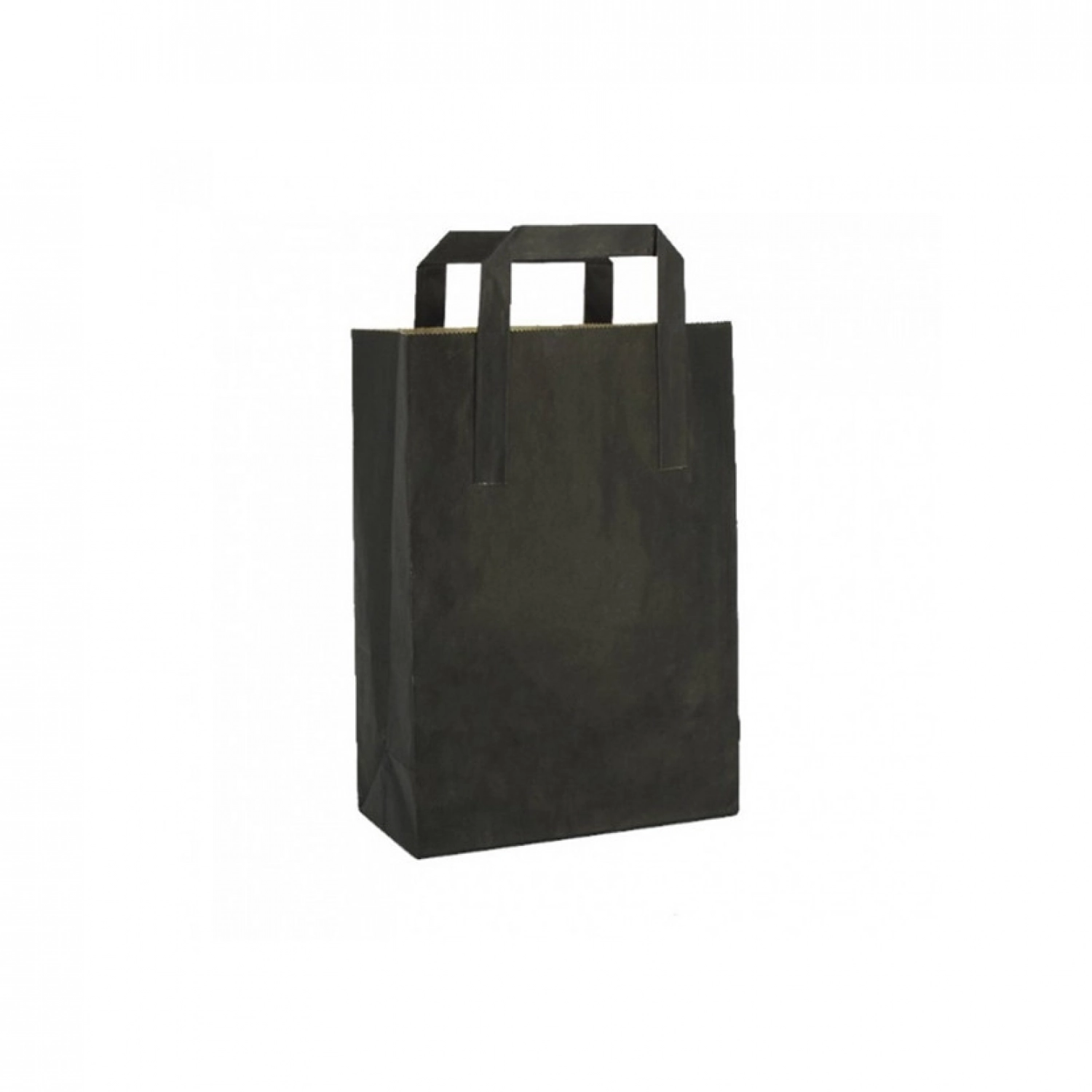 250 Uds. Bolsas de papel kraft negras con asa plana (20+10x28cm) | Ref: BP21