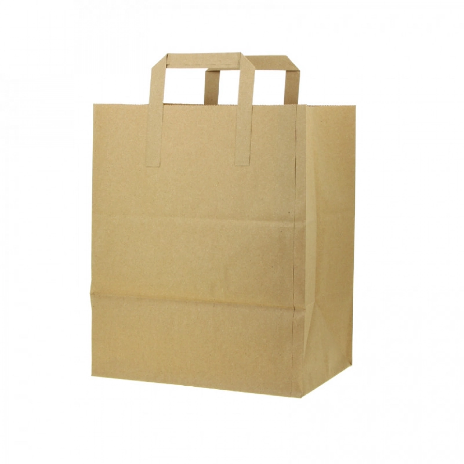 250 Uds. Bolsas de papel kraft reciclado con asas planas (26+20x32cm) | Ref: BP8