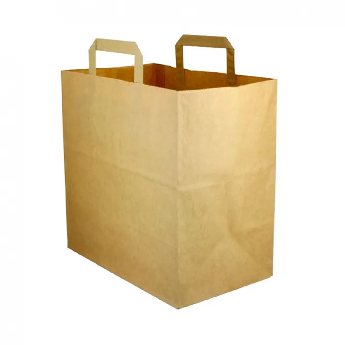 250 unidades. Sacos de papel kraft com alça plana (28+17x29cm) | Ref: BP9