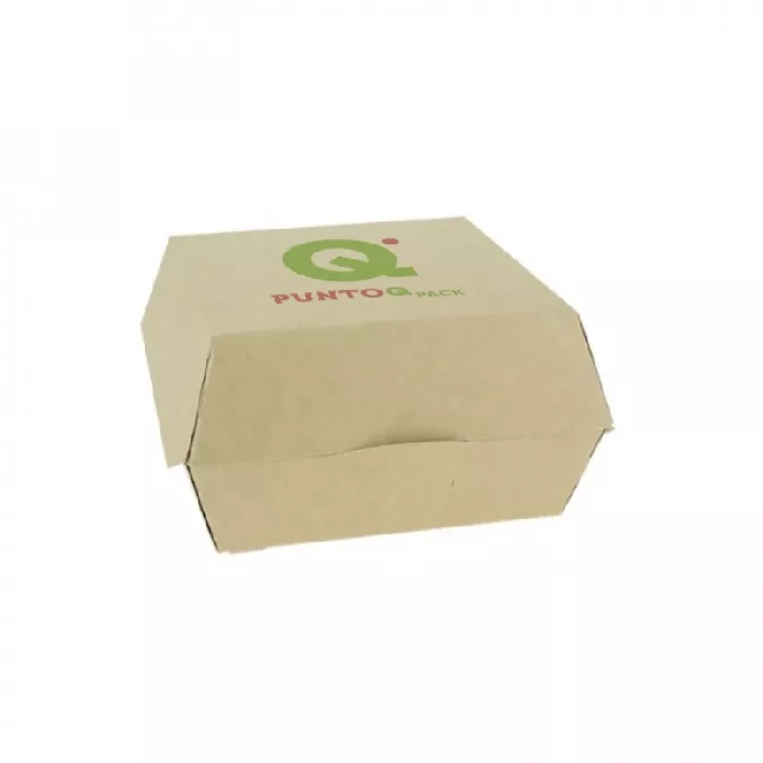 Cajas de cartón kraft para hamburguesas pequeñas Personalizadas 1 Tinta : Dimensiones - 1 Tinta|10x10x7cm