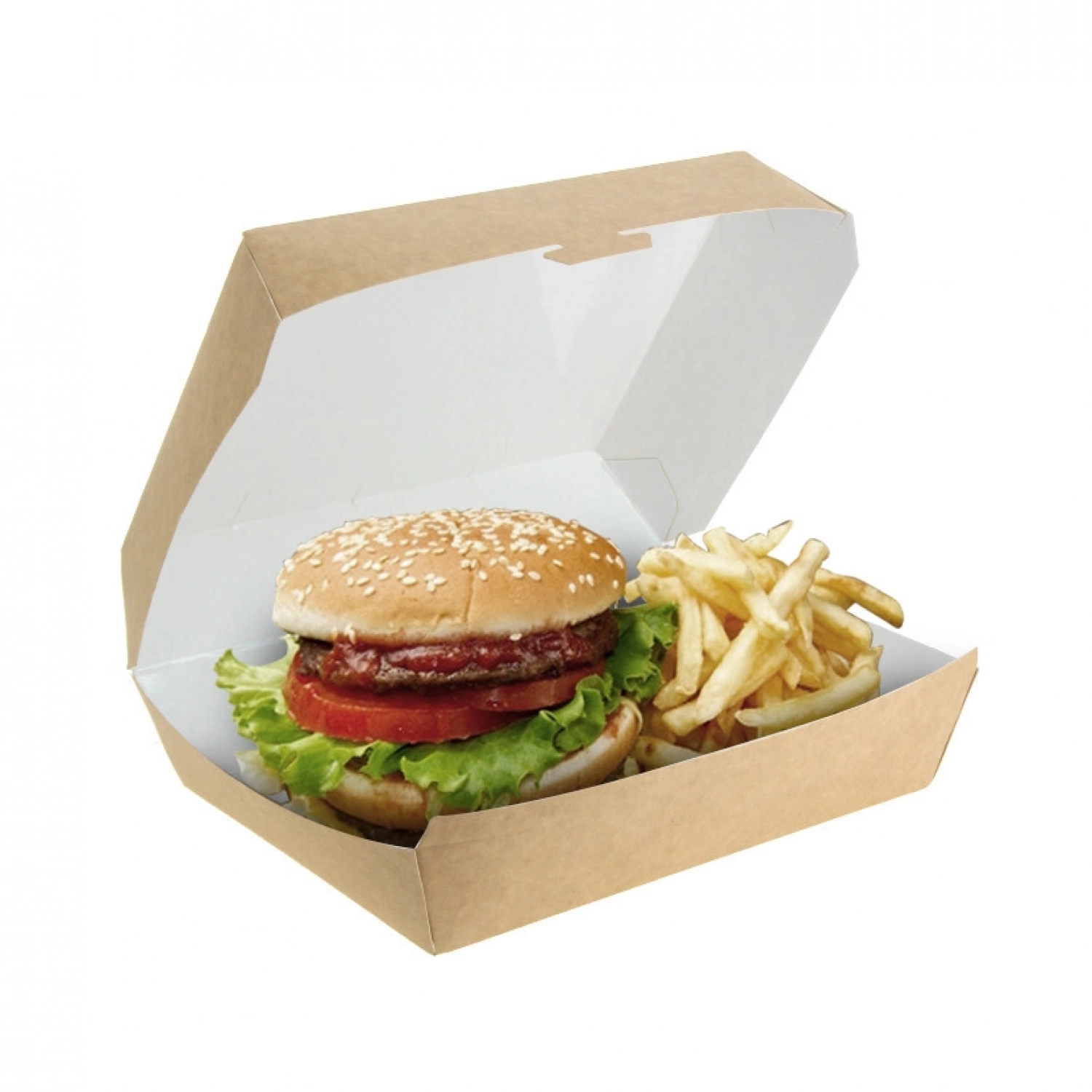175 unidades. Caixa de menu de papelão kraft com laminação antigraxa | Ref: EG0050K