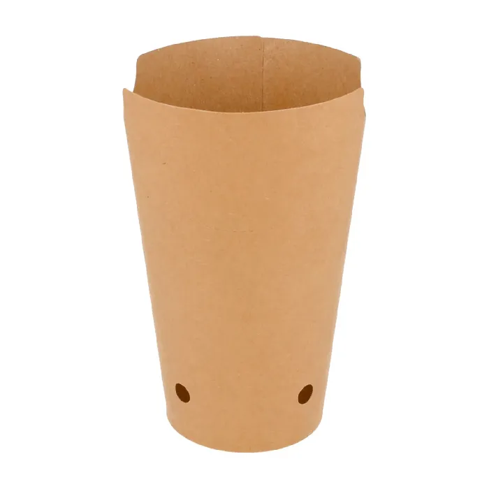 Vasos fritas con cierre 16oz - 480 ml 200 + 25pe g/m2 8,5x14 cm marrón cartoncillo (50 unid.)