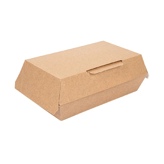 Cajas "lunch box" 'thepack' 220 g/m2 19,5x11,5x6,5 cm natural cartón ondulado nano-micro (300 unid.)