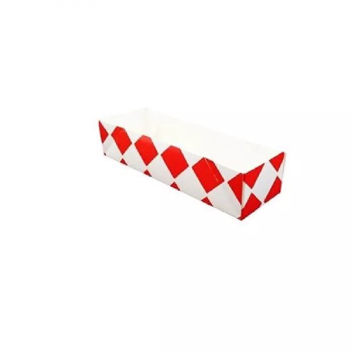 Tacka do hot-doga, czerwona kratka, 200x65x45mm