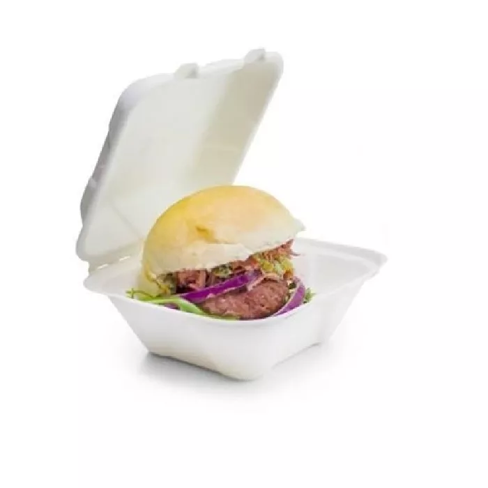 Cutie meniu hamburger, pulpa de trestie, 172x160x83mm