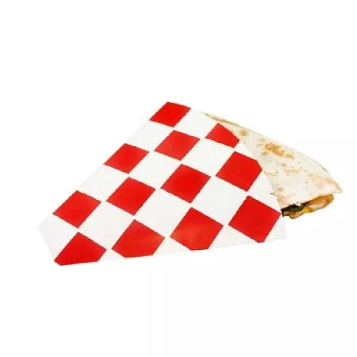 Rożek crepe papierowy, czerwona kratka, 179x179mm