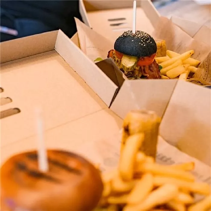 Cutie pentru burgeri, 15x15x10 cm, maro
