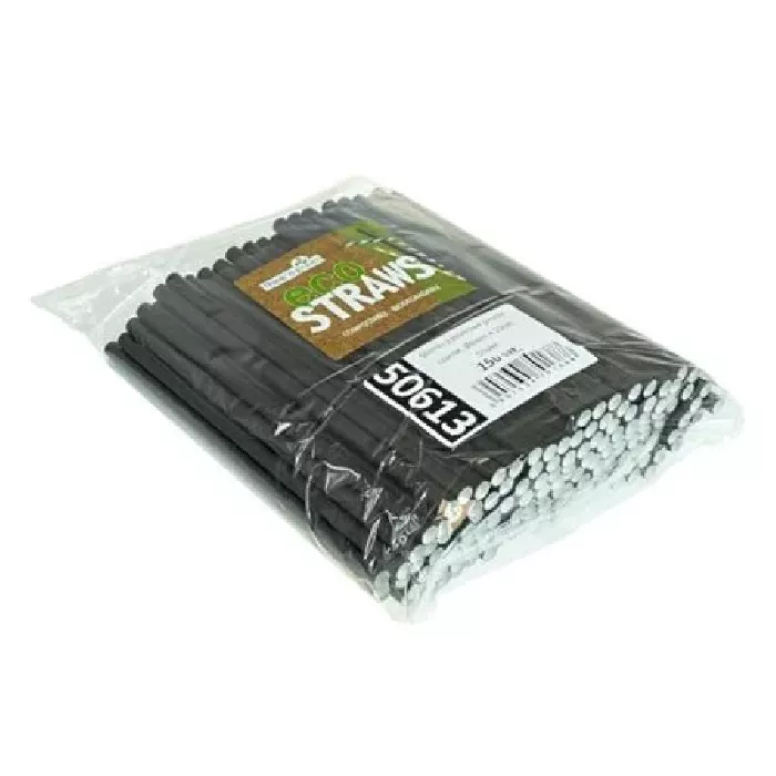 Pajitas de papel, 20 cm, negras