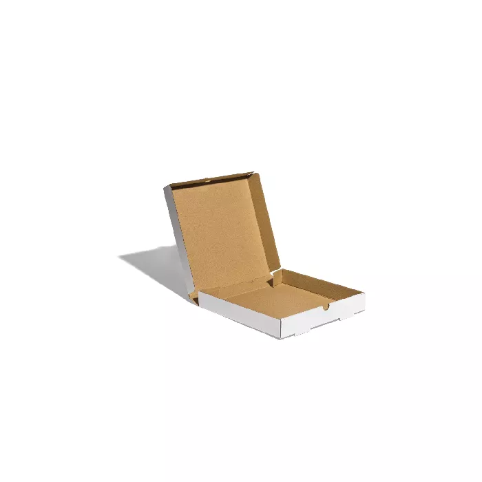 Caja Pizza Personalizada Blanco-Marrón 30x30x4 cm, Impresión superior
