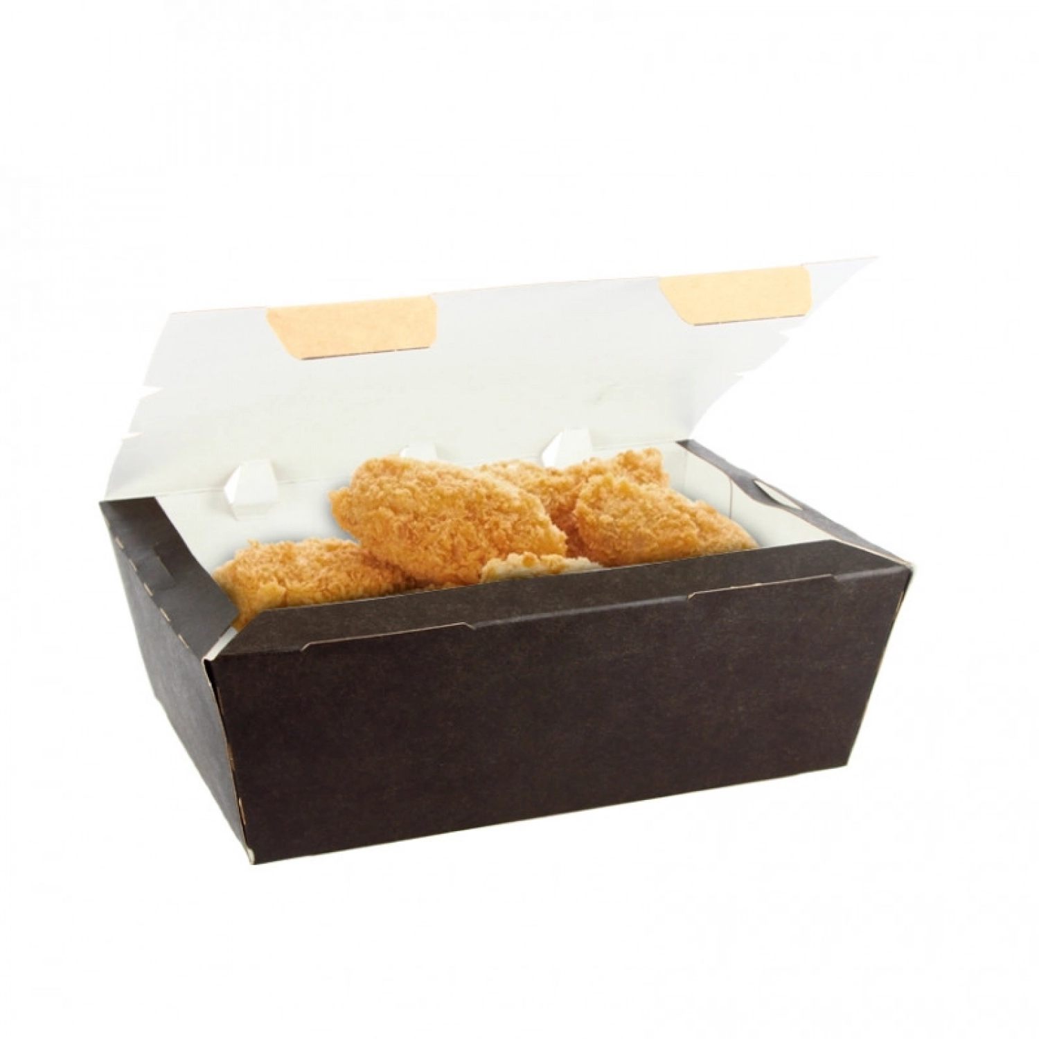 250 unidades. Embalagem preta de porções fritas e sanduíches (1400cc) | Ref: SYFK1NG