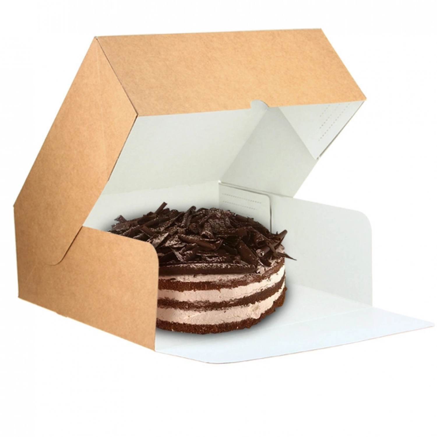 25 Uds. Caja tarta kraft con apertura frontal (26x26x10 cm) | Ref: TAR008