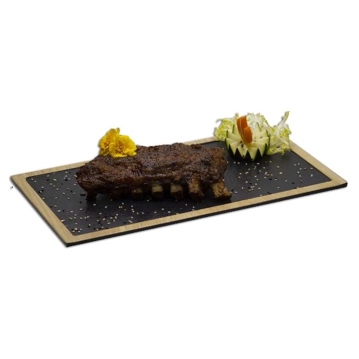 Base rectangular 38x22 cm Madera/Negro (Pack de 6 unidades)