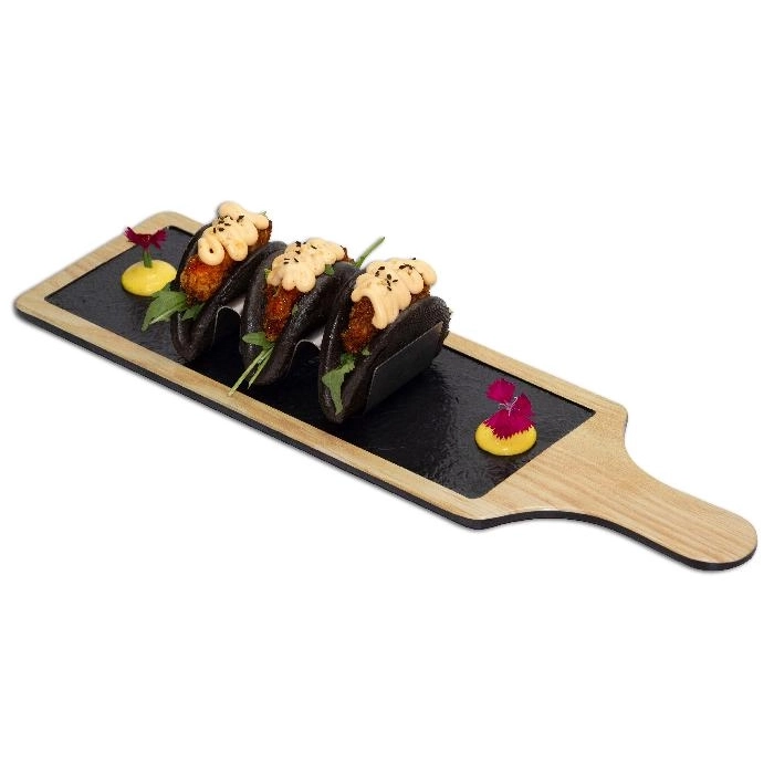 Pala rectangular de presentacion 1 comp. 45x13 cm Madera/Negro (Pack de 6 unidades)